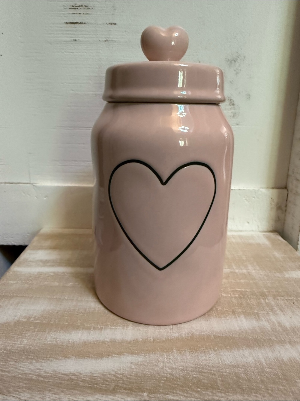 Rae Dunn Pink Heart Ceramic Canister with Lid